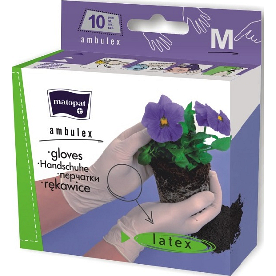 Matopat Ambulex Rukavice Latex púdrované veľkosť M box 10 kusov
