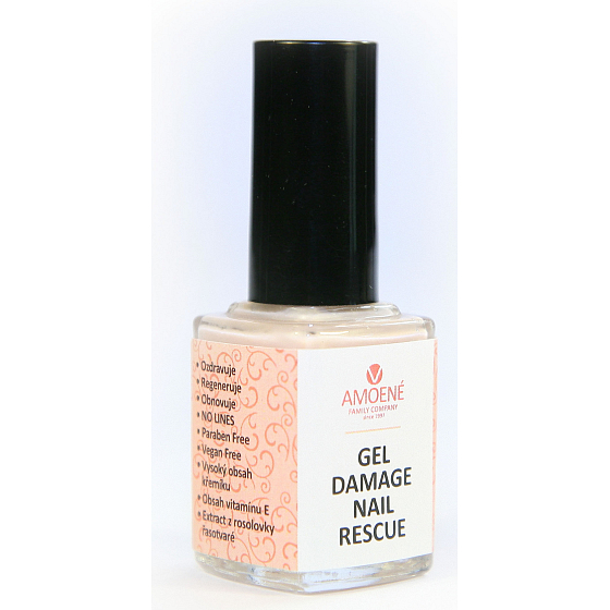 Amoena Gél Damage Nail Rescue záchranný lak na extrémne zničené nechty úpravou, chorôb púdrová farba 12 ml