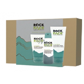 Rockface Sprchový gél pre mužov 200 ml + Protection 48h antiperspirant deodorant sprej pre mužov 150 ml + All Weather Moisturiser hydratačný pleťový krém 100 ml, kozmetická sada