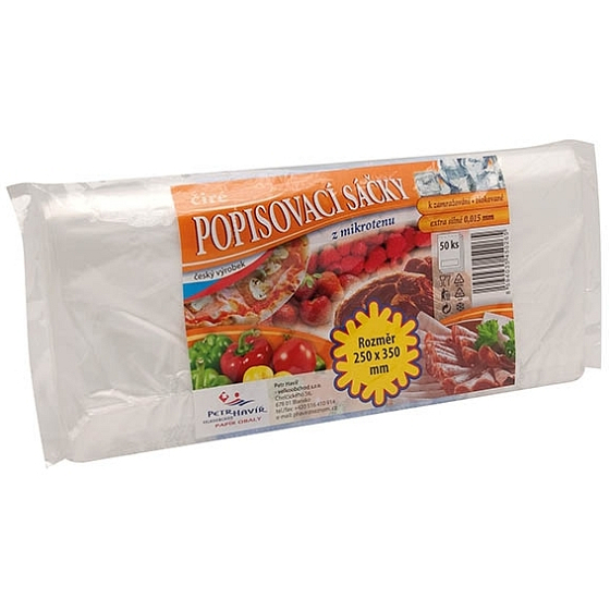 V&CH Obal Popisovacie vrecká číre z mikroténu na zmrazovanie, blokované, extra silné 0,015 mm 250 x 350 mm 50 kusov