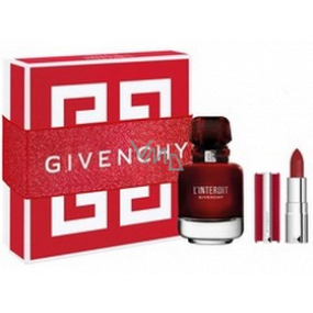 Givenchy L'Interdit Eau de Parfum Rouge parfumovaná voda pre ženy 50 ml + rúž Le Rouge Deep Velvet mini N°37 Rouge Grainé 1,5 g, darčeková súprava pre ženy