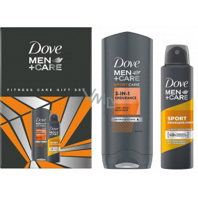 Dove Men + Care Fitnes sportcar 3v1 Endurance sprchový gél 250 ml + Sport antiperspirant sprej 150 ml, kozmetická sada pre mužov