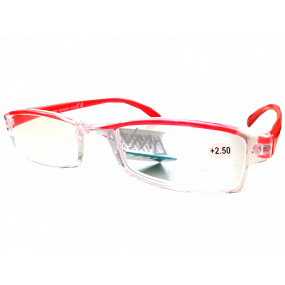 Berkeley Dioptrické okuliare na čítanie +2,5 plastové priehľadné, červené obruby 1 kus MC2222