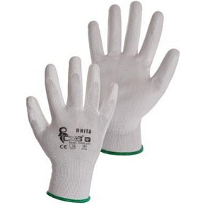 Brita CXS White pracovné rukavice, máčané v polyuretane, veľkosť 10, 1 pár