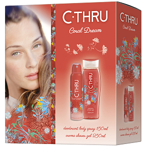 C-Thru Coral Dream dezodorant sprej pre ženy 150 ml + sprchový gél 250 ml, darčeková sada C-Thru Coral Dream dezodorant sprej pre ženy 150 ml + sprchový gél 250 ml, darčeková sada