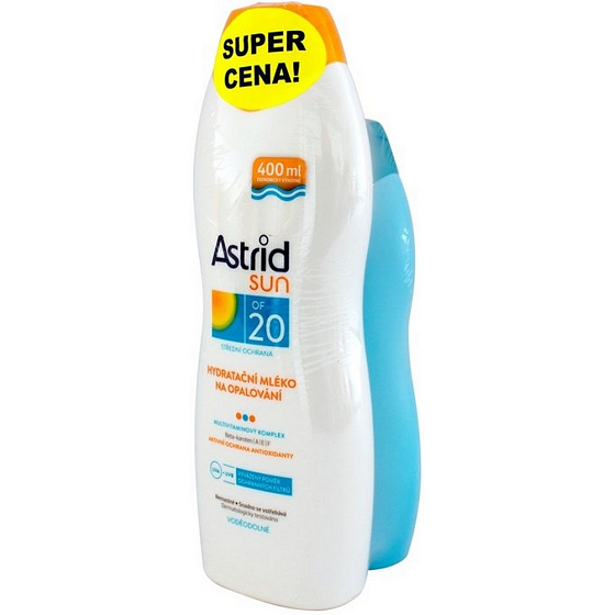 Astrid Sun OF20 hydratačné mlieko na opaľovanie 400 ml + Sun Hydratačné mlieko po opaľovaní 200 ml, duopack