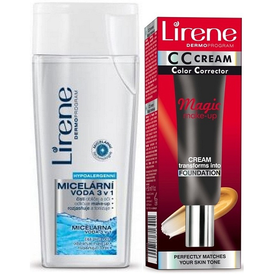 Lirene CC Magic zázračný krém make-up 02 Natural 30 ml + Lirene 3v1 Micelárna voda na tvár a oči 200 ml, duopack