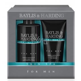 Baylis & Harding Men Jantar a Santalové drevo sprchový gél 200 ml + tekuté mydlo na telo aj vlasy 300 ml kozmetická sada pre mužov