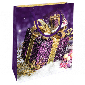 Nekupto Darčeková papierová taška 23 x 18 x 10 cm Vianočný fialová darček WBM 1937 40