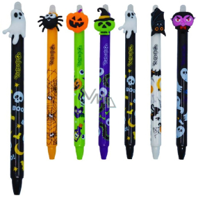Colorino Pogumované pero Halloween black white ghost, modrá náplň 0,5 mm
