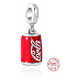 Strieborný prívesok 925 Coca Cola v plechovke, prívesok na náramok, jedlo a pitie