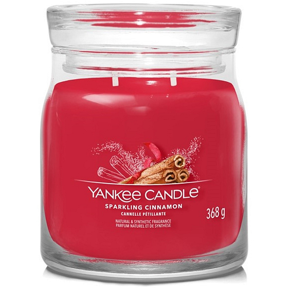 Yankee Candle Sparkling Cinnamon - sviečka s vôňou šumivej škorice Signature medium glass 2 knôty 368 g