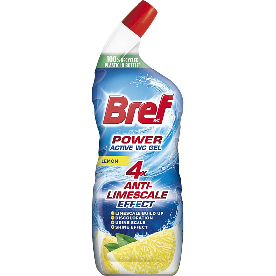 Bref WC gel Power Aktiv Gel Citrón s osvěžovačem, 750 ml