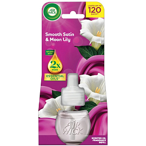 Air Wick Essential Oils jemný satén a mesačná ľalia elektrický osvěžovač vzduchu náhradní náplň 19 ml