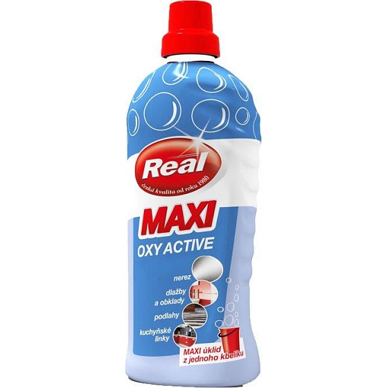 Real Maxi Oxy Active univerzálny prostriedok na umývanie všetkých typov podláh a umývateľných povrchov 1000 g