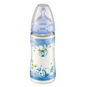 Nuk Plastová dojčenská fľaša Modrá silikónová cumlík 0-6 mesiacov veľkosť 1 300 ml