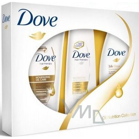 Dove Hair Therapy Nourishing Oil Care šampón 250 ml + kondicionér 200 ml + sprchový gél 250 ml, kozmetická sada