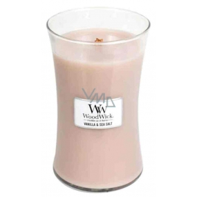 Woodwick Vanilla & Sea Salt - Vanilka a morská soľ vonná sviečka s dreveným knôtom a viečkom sklo veľká 609,5 g