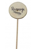 Bohemia Gifts Drevený zápich k bylinkám s potlačou - Rozmarín priemer kolieska je 5 - 8 cm