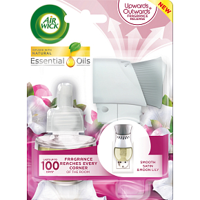 Air Wick Smooth Satin & Moon Lily - Jemný satén a mesačné ľalie elektrický osviežovač vzduchu komplet 19 ml