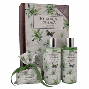 Bohemia Gifts Botanica Konopný olej sprchový gél 200 ml + šampón na vlasy 200 ml + toaletné mydlo 100 g, kniha kozmetická sada