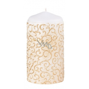 Arome Baroko sviečka valec biela, zlaté zdobenie 60 x 120 mm 280 g