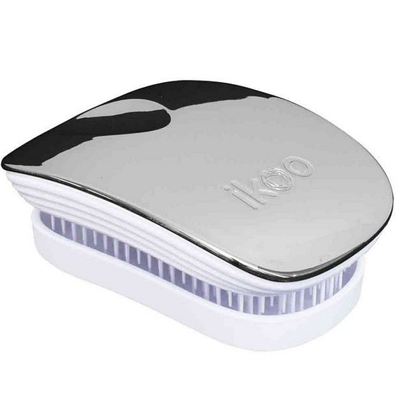 Ikoo Pocket Metallic Vrecková kefa na vlasy podľa čínskej medicíny Oyster White strieborno-biela