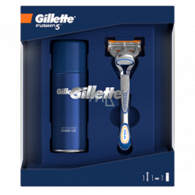 Gillette Fusion5 holiaci strojček + náhradné hlavice 1 kus + gél na holenie 75 ml, kozmetická sada, pre mužov