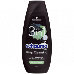 Schauma Men Charcoal & Clay 3v1 šampón na vlasy pre mužov 400 ml