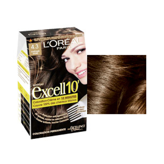 Loreal Paris Excell 10 farba na vlasy odtieň 4,3 hnedá zlatá
