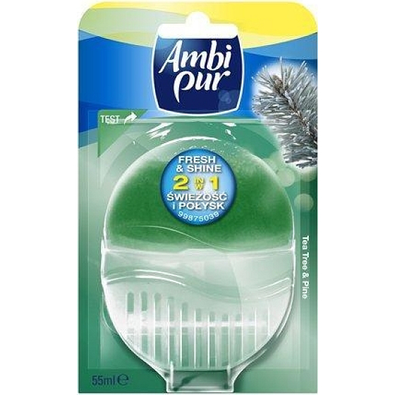 Ambi Pur Fresh & Shine 2v1 Tea Tree & Pine toaletná blok 55 ml