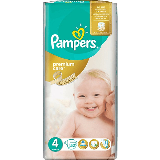 Pampers Premium Care 4 Maxi 8-14 kg plienkové nohavičky 52 kusov