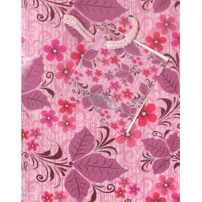 Nekupto Darčeková papierová taška 14 x 11 x 6,5 cm Ružová kvetinky, 1035 30 BS