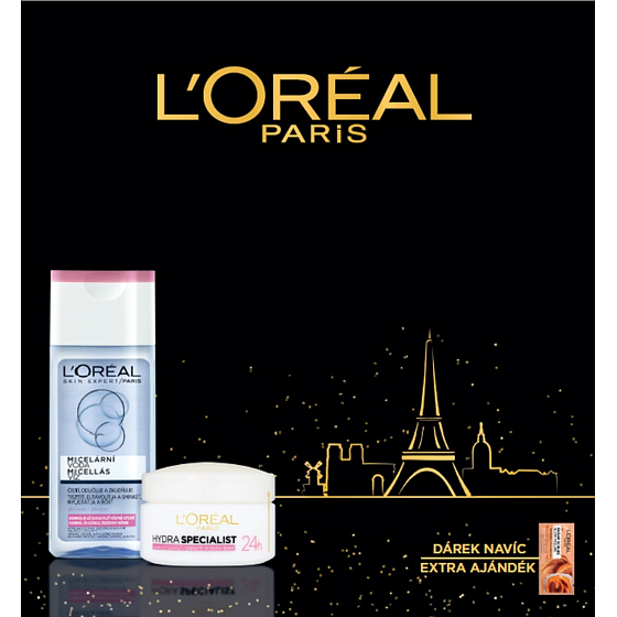 Loreal Paris Triple Active Hydra Specialist denný krém 50 ml + micelárna voda 200 ml + Smooth Sugars Scrub glow peeling 4 ml, kozmetická sada