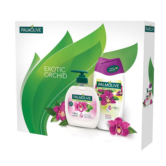 Palmolive Exotic Orchid tekuté mydlo 300 ml + sprchový gél 250 ml, kozmetická sada