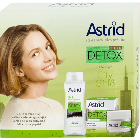 Astrid CityLife Detox hydratačný rozjasňujúci denný krém 50 ml + 3v1 micelárna voda 400 ml, kozmetická sada