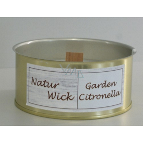 Lima Natur Wick Citronella repelentná vonná sviečka drevený knôt, plechová nádoba 105 mm x 47 mm 170 g