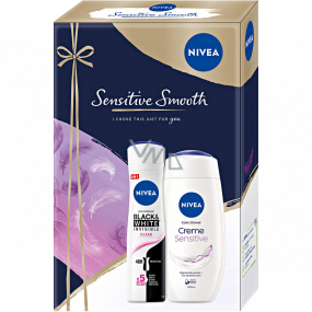 Nivea Sensitive Smooth Creme Sensitive sprchový gél 250 ml + Invisible Clear antiperspirant sprej 150 ml, kozmetická sada