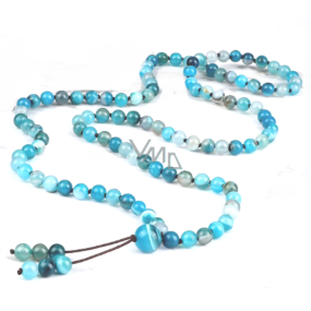 108 Mala Agát modrý náhrdelník, meditačné šperky, prírodný kameň, elastický, korálik 6 mm