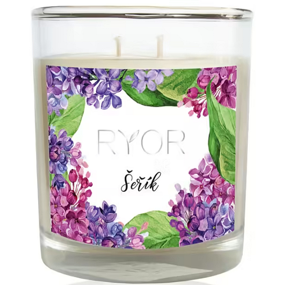 Ryor Sójová sviečka s vôňou fialky veľká s 2 knôtmi horí až 40 hodín 210 g
