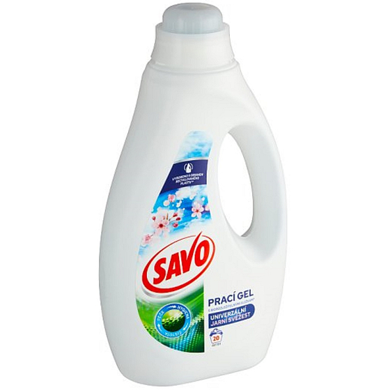 Savo Spring freshness prací gél s biologicky odbúrateľnými zložkami na bielu a farebnú bielizeň 20 dávok 1 l