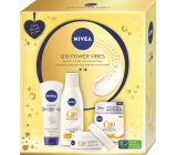 Nivea Q10 Power Vibes Q10 Anti-Age krém na ruky 100 ml + Q10 Power čistiaci krém proti vráskam 200 ml + Q10 Power denný krém proti vráskam 50 ml, kozmetická sada pre ženy