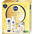 Nivea Q10 Power Vibes Q10 Anti-Age krém na ruky 100 ml + Q10 Power čistiaci krém proti vráskam 200 ml + Q10 Power denný krém proti vráskam 50 ml, kozmetická sada pre ženy