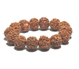 Rudraksha náramok elastický prírodný kameň, guľôčka 18 mm / 19 cm