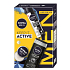 Nivea Men Keep It Active Invisible Black & White Original antiperspirant sprej 150 ml + Nivea Men Active Clean sprchový gél 250 ml + Nivea Men Creme krém na tvár, telo a ruky 30 ml, kozmetická sada pre mužov