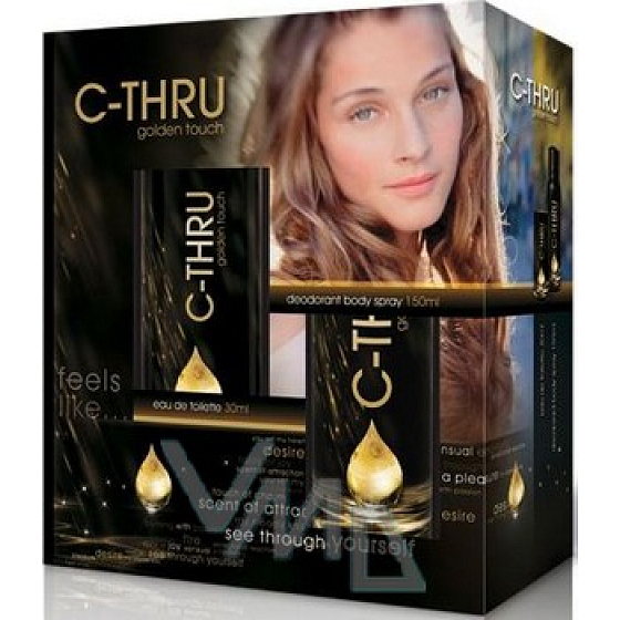C-Thru Golden Touch toaletná voda 30 ml + dezodorant v spreji 150 ml, darčeková súprava pre ženy