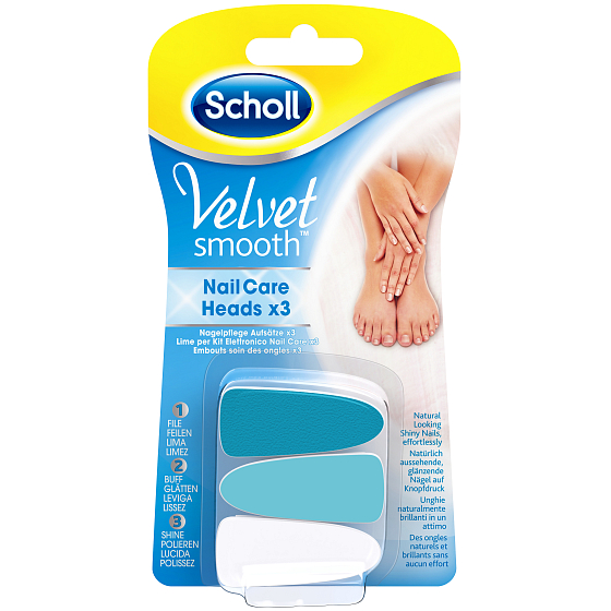 Scholl Velvet Smooth Blue náhradné hlavice do elektrického pilníka na nechty 3 kusy