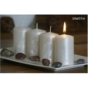 Lima Adventné sada s číslami sviečka biela valec 60 x 90 mm 4 kusy