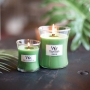 Woodwick Palm leaf - Palmový list vonná sviečka s dreveným širokým knôtom a viečkom sklo loď 453 g