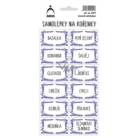 Arch Nálepky na koreničky Levanduľa Bazalka - čisté druhy korenia